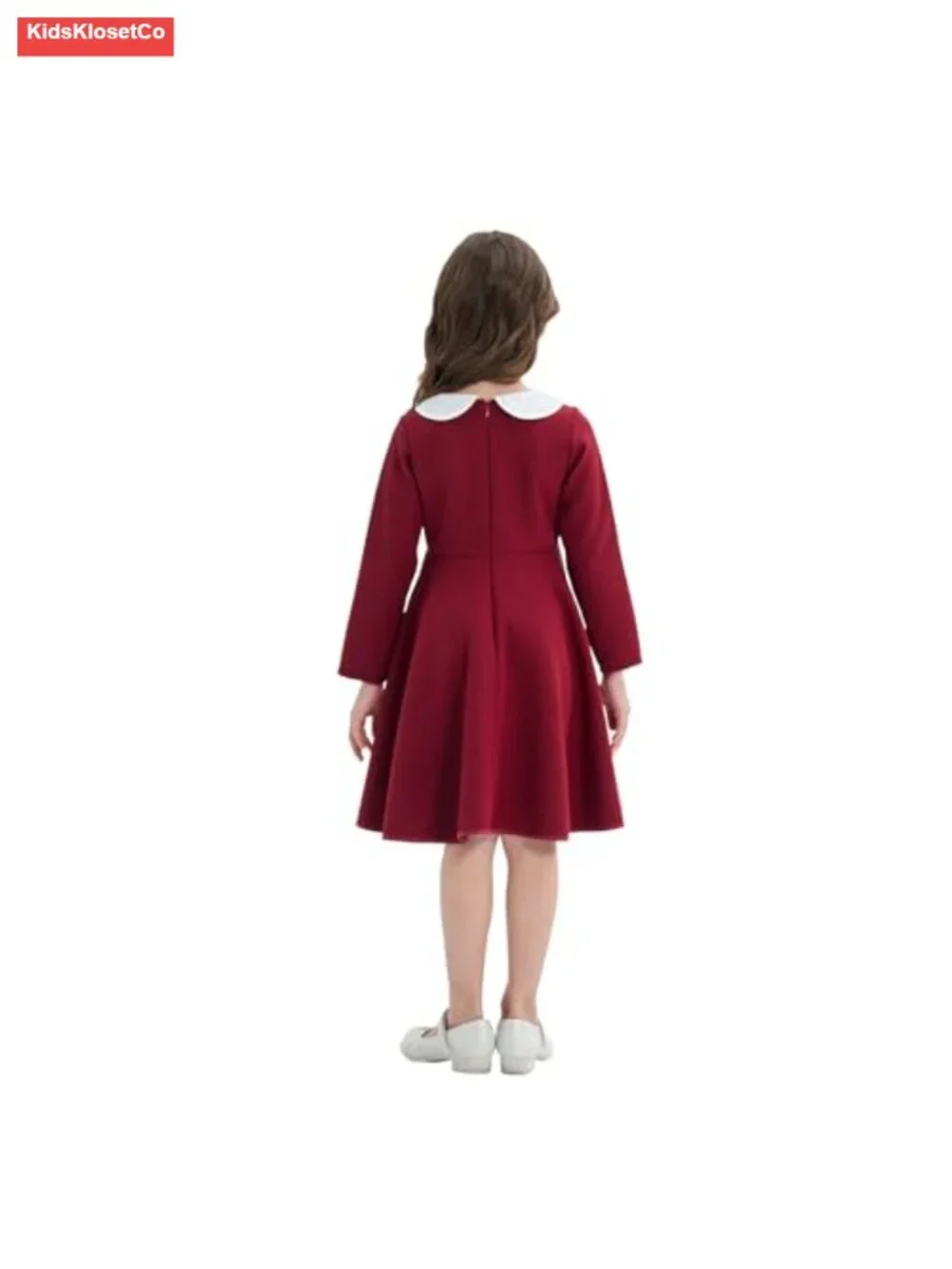 Girls Peter Pan Collar Short Sleeve Dress Vintage Flare Skater